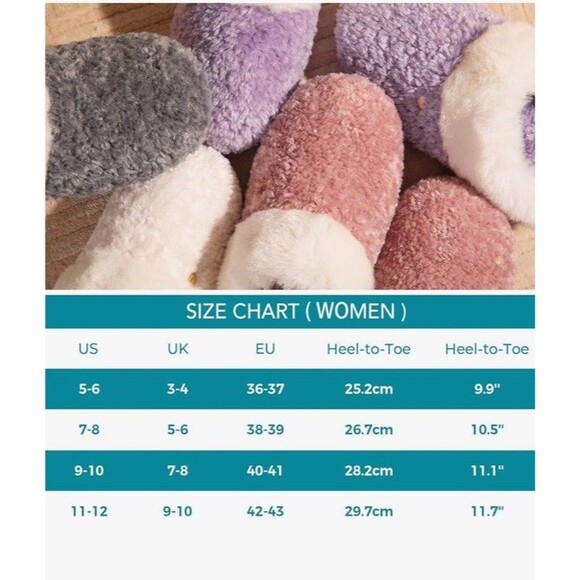 Slippers Cute Memory Foam Fuzzy House Bedroom Womens 7-8 Grey Comfy Cozy - Picture 6 of 7